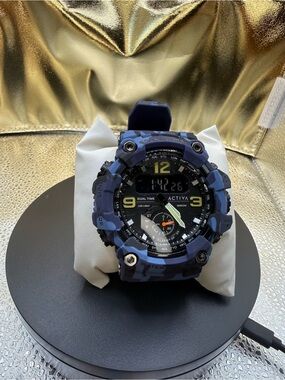 Ativa Men's Navy Blue Camouflage Dual-Time Sport Watch